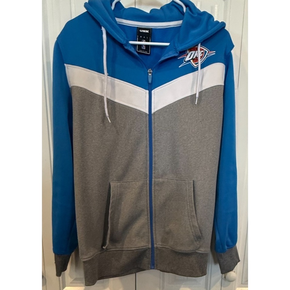 UNk NBA Oklahoma City Thunder Hoodie Small Blue Gray Full Zip Colorblock